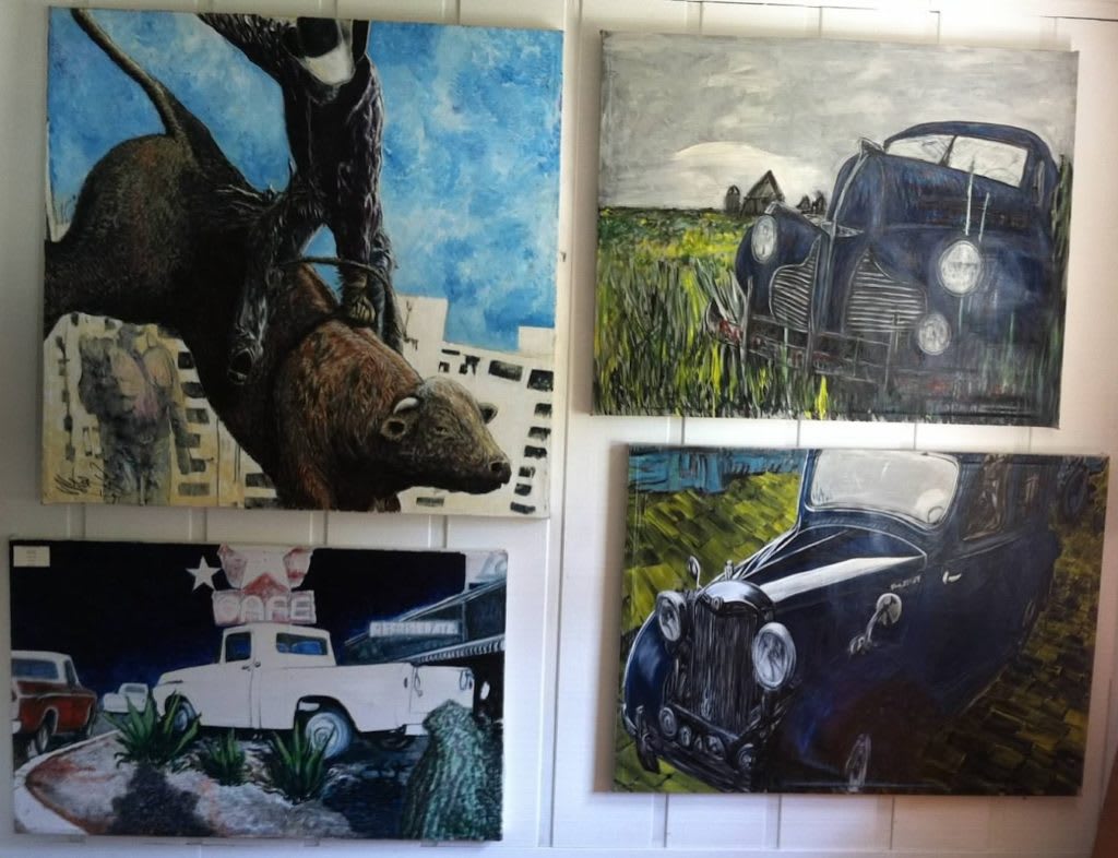 Cars, trucks, bronco paintings by Mike Price